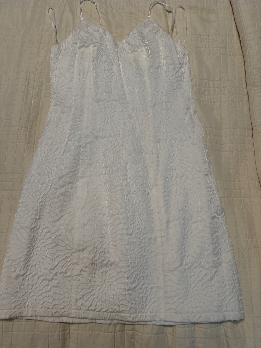 Lulu's White Lace-Textured Slip Dress